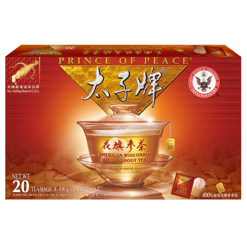 Prince of Peace Whole Root American Ginseng Tea, 20 Tea Bags