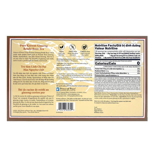 Prince of Peace Pure Korean Ginseng Reishi Root Tea 30tea bags*1.8g